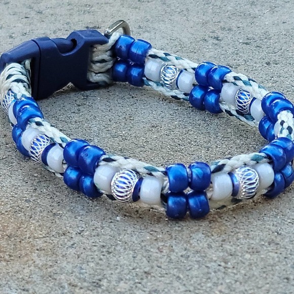 Custom Handmade Beaded Bling Dog Collar - Picture 2 of 3